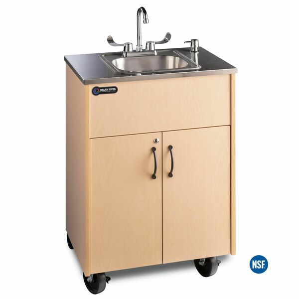 Ozark River Mfg Premier Maple Hot & Cold Water Portable Sink w/Stainless Top ADSTM-SS-SS1N